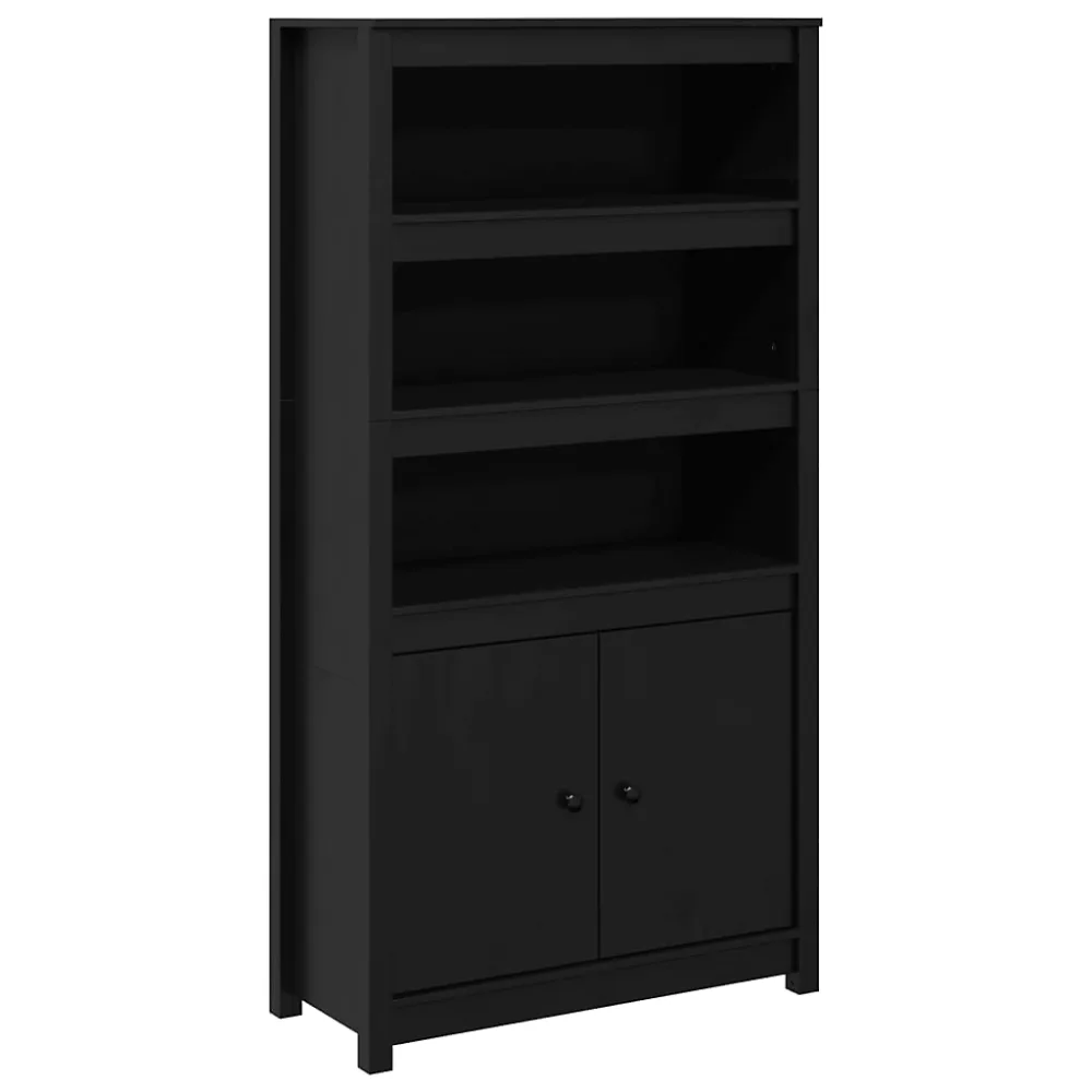823523 vidaXL Buffet haut Noir 80 × 35 × 154 cm Bois massif de pin