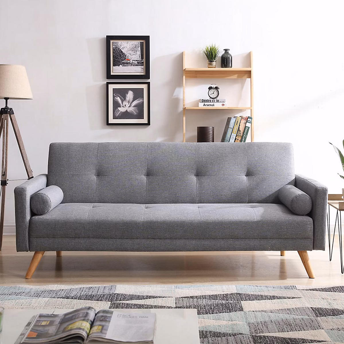 Canapé convertible 3 places en tissu gris WOODEN – Réf. DHHDYHNED8276825552
