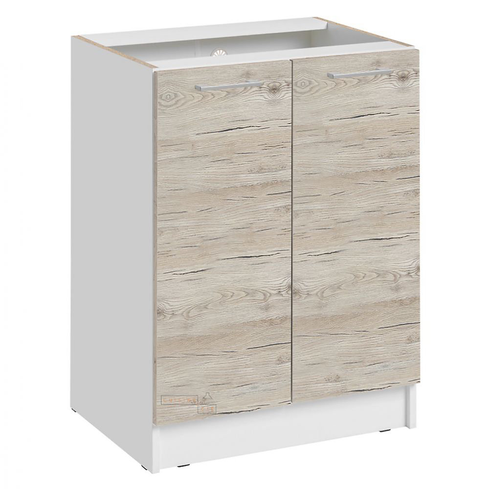 Cuisineandcie – Meuble bas de cuisine Eco Noyer Blanchi 2 portes L 60 cm