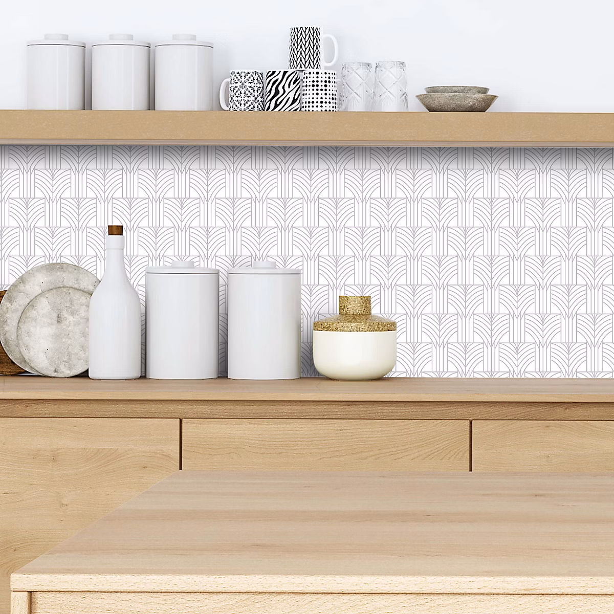 Crédence adhésive déco design blanc et gris 30 × 70cm