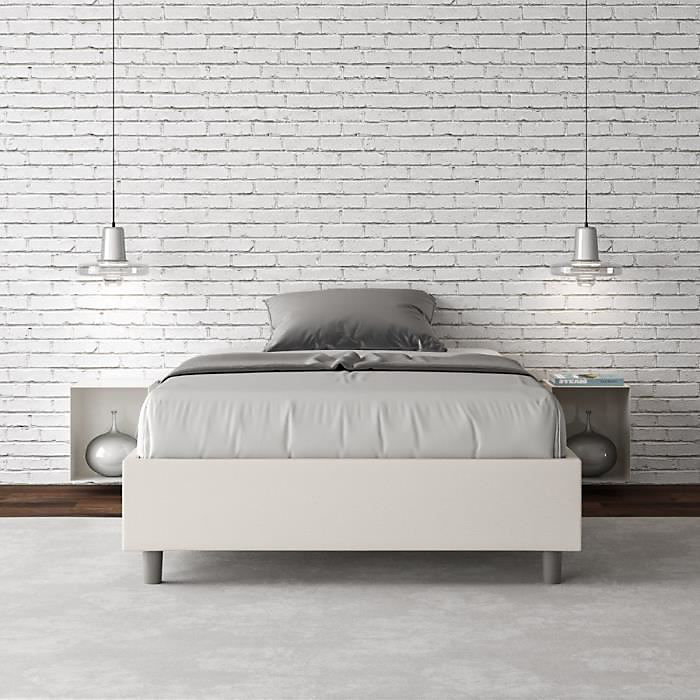 Cadre de lit 1 place et demi Azelia 120 × 200 avec sommier blanc