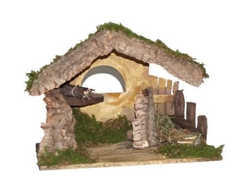 Crèche en bois, liège et mousse -36 cm