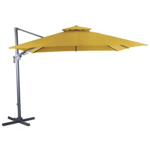 Parasol déporté carré coloris jaune curry - 300 x 300 cm