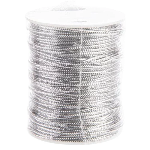 Bolduc élastique (cordonetto) en métal argenté - 1,5 mm x 10 m