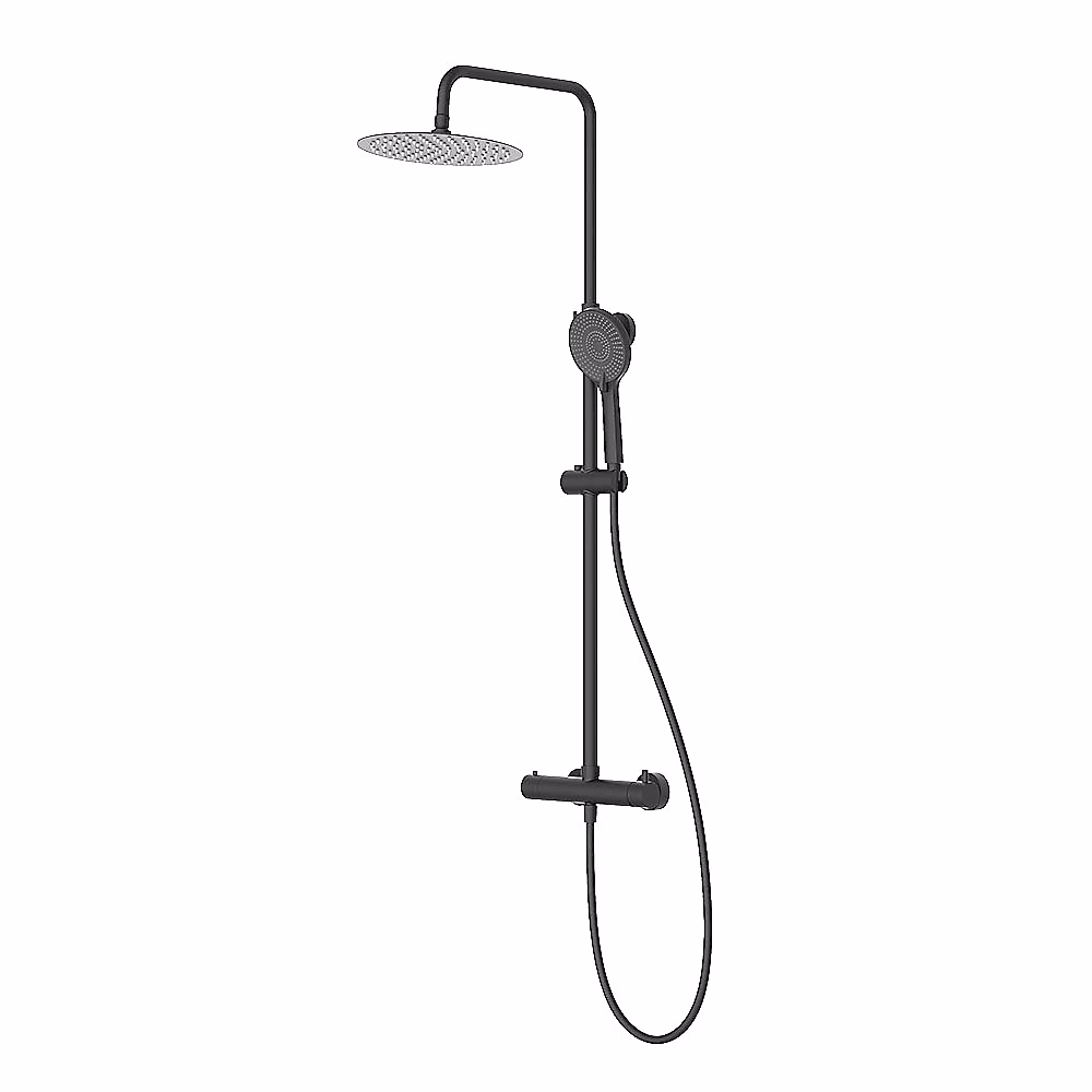 Colonne de douche monocommande ronde GUN METAL finition graphite/anthracite mat en laiton Kibath – Réf. DOOALJVXE0661415791