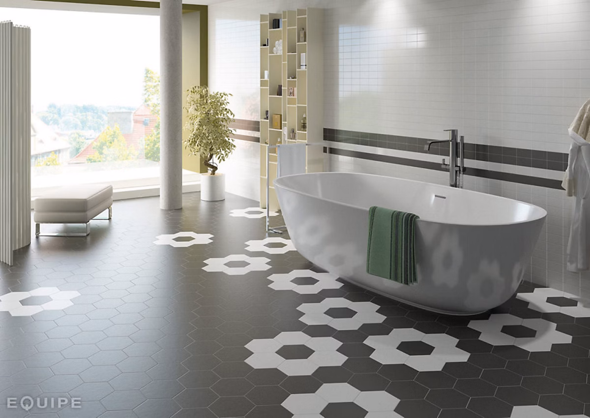 Carrelage sol et mur intérieur hexagonal uni blanc mat L.20 x l.17 – 5 cm x ép.8 mm, Hexa