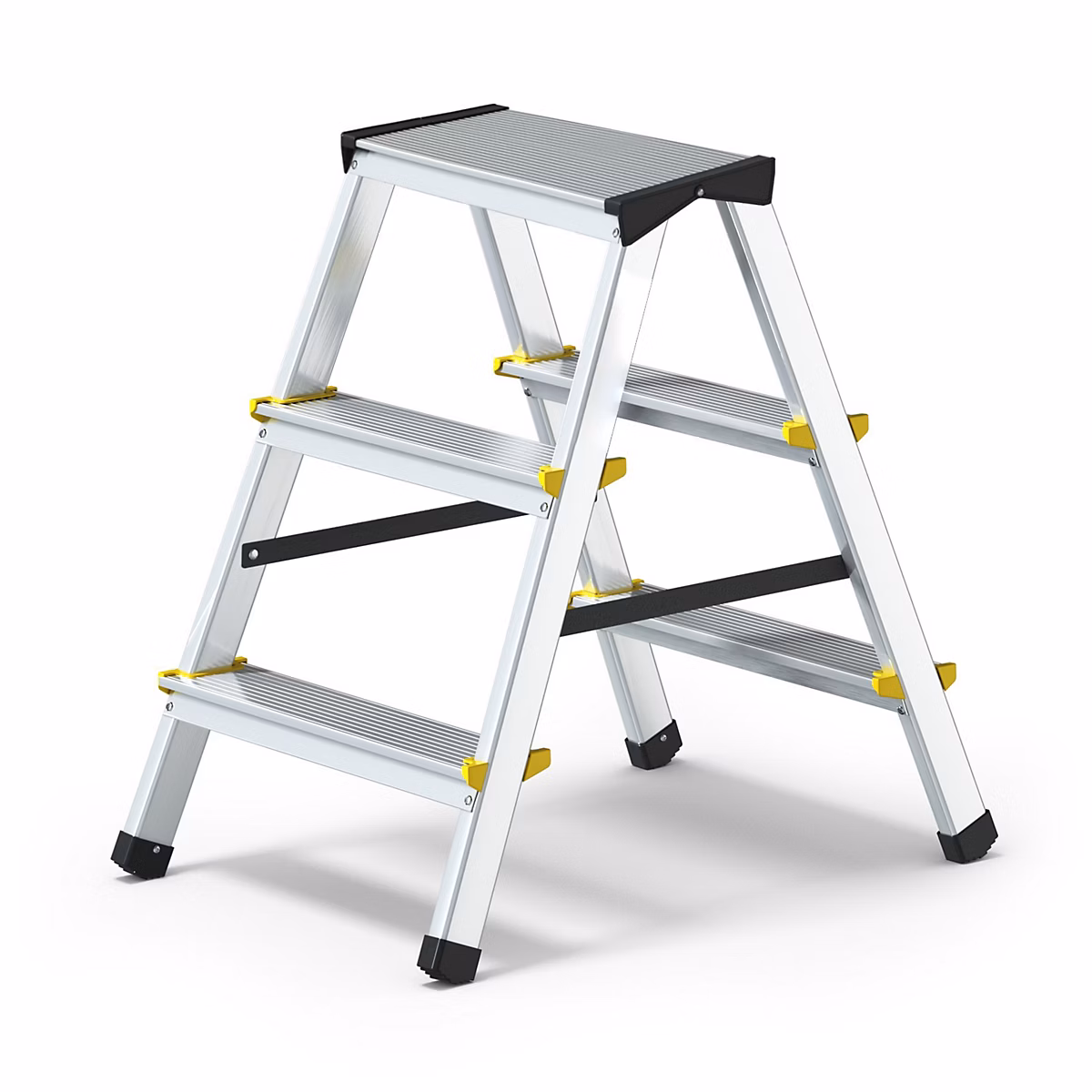 Escabeau, marche pied, échelle et échafaudage – Escabeau Double Pliable En Aluminium à Marches Antidérapantes 3 Marches