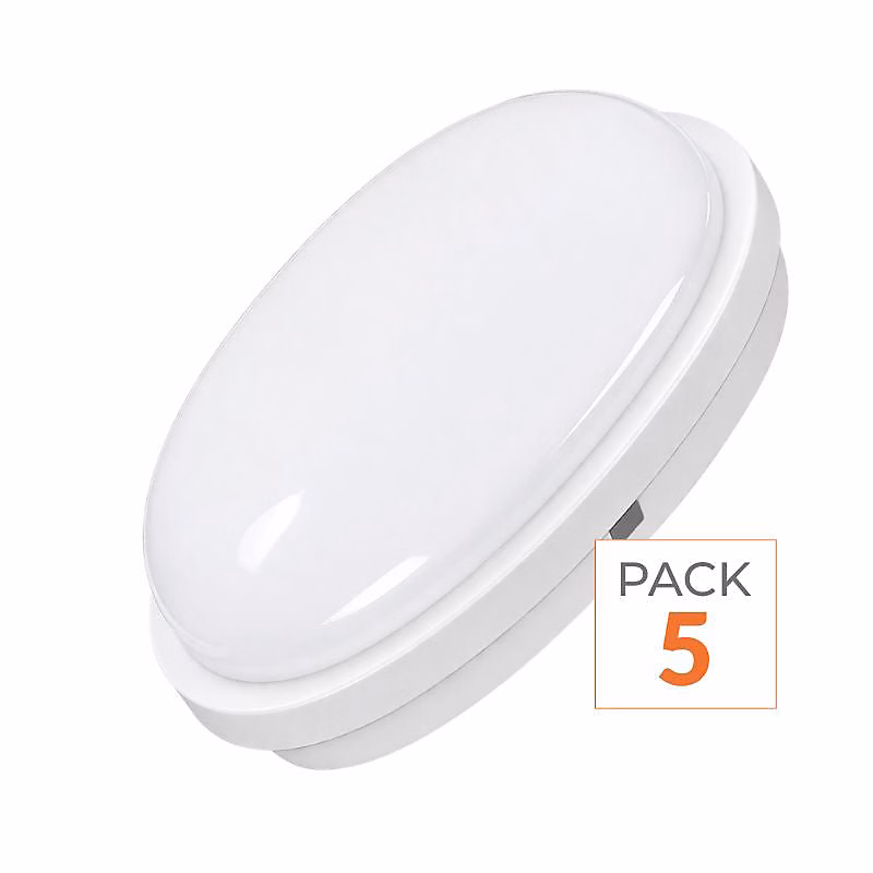 Applique LED Murale 20W Blanche Hublot Ronde IP65 | Pack de 5 – Blanc Neutre 4000K – 5500K – SILAMP