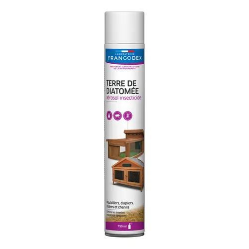 Insecticide Terre de Diatomée en aérosol blanc de 750 ml