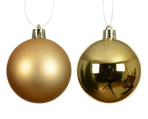 Ensemble de 12 boules en plastique recyclé or brillant et mat - Ø 6 cm