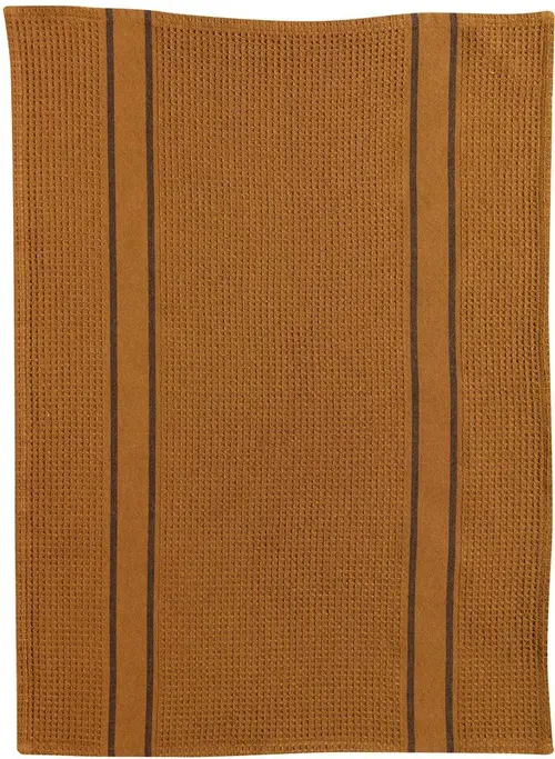 Torchon en coton et polyester recyclé coloris caramel Lars - 50 x 70 cm