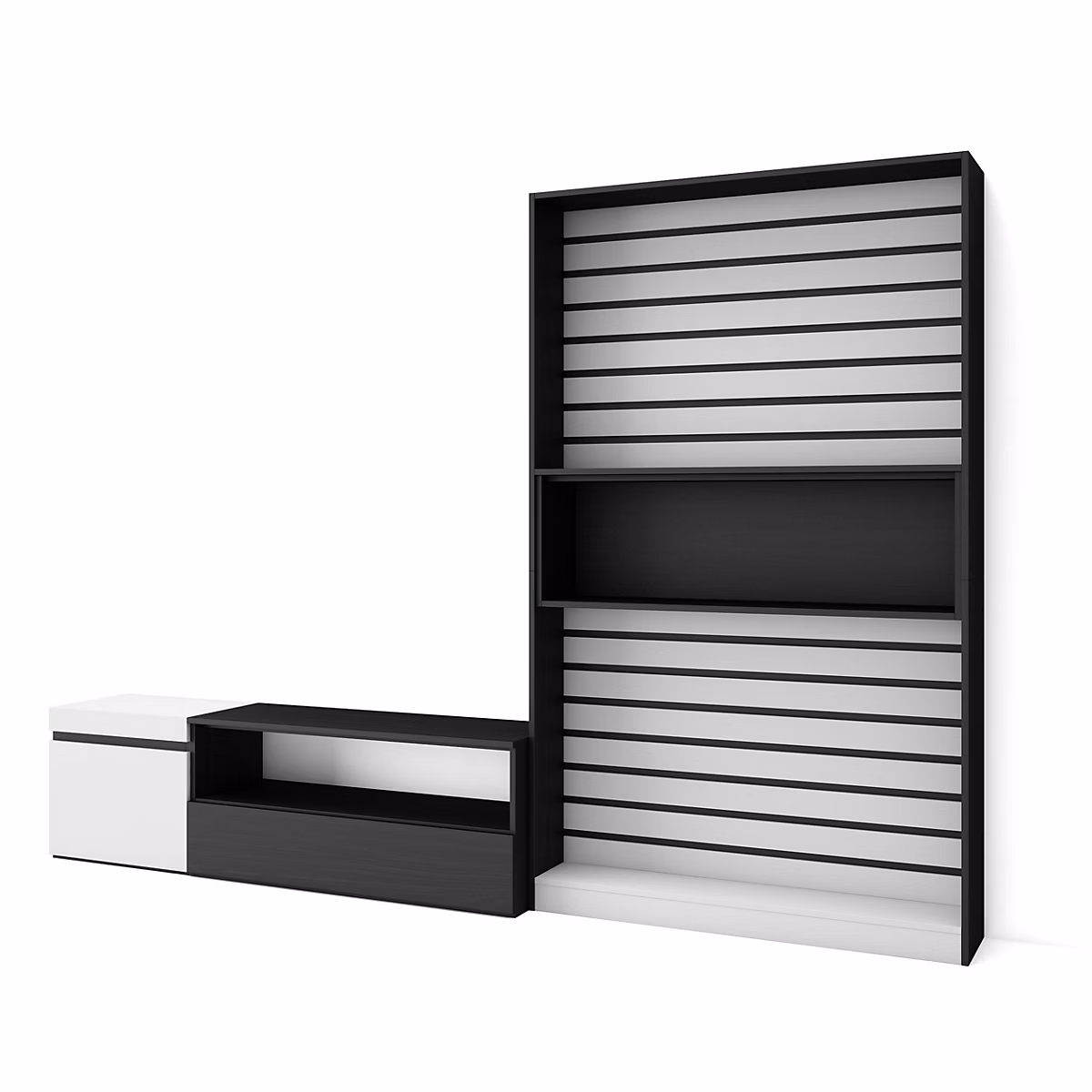 Ensemble meuble TV 260 × 35 × 186cm couleur blanc et noir