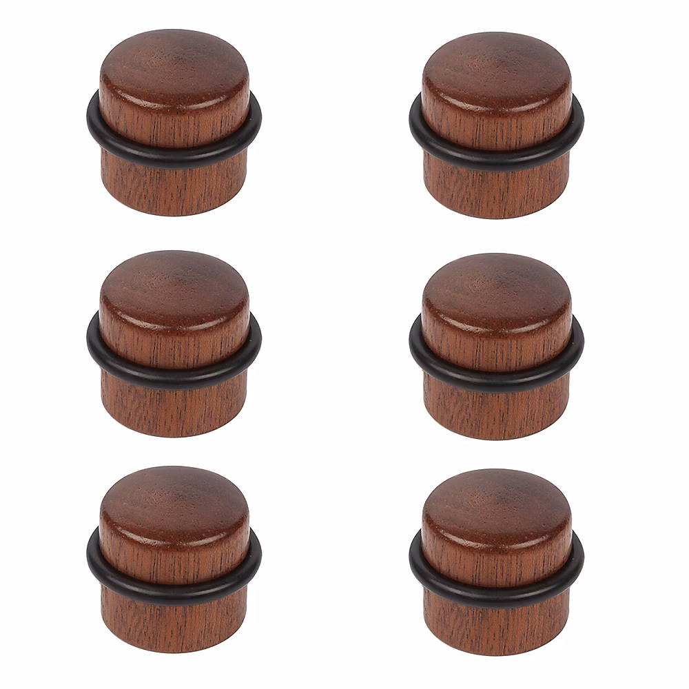 6 Un. Butée de porte adhésive en bois de sapelli naturel – Diamètre 37MM
