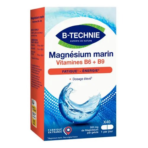 Magnésium marin vitamines B6 et B9 B-Technie - les 40 gélules végétales