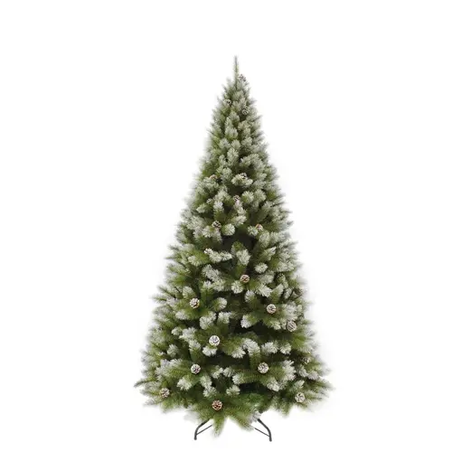 Sapin de Noël artificiel coloris vert givré avec pommes de pin Pittsburgh