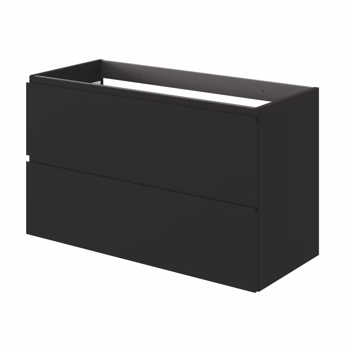 Meuble sous vasque l.100 x H.60 x P.45 cm – noir mat | 2 tiroirs avec poignées intégrées Kentia