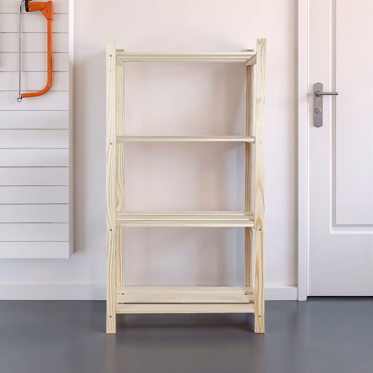 Rangement garage et cave – Étagère de garage en bois 4 tablettes L.65 x H.130 x P.30 cm
