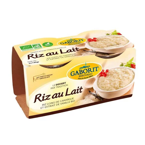 Dessert riz au lait bio Gaborit – 2 x 140 g