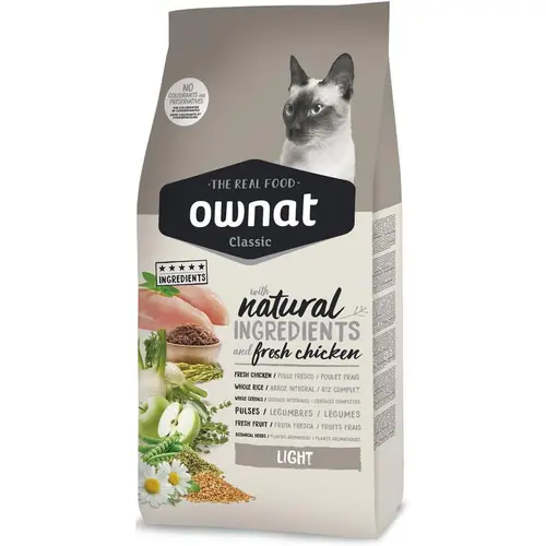 Croquette pour chat adulte Classic Light Cat Ownat- 1,5 kg