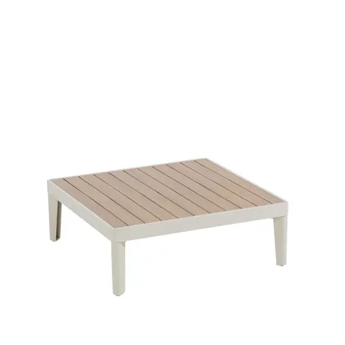 Table basse avec assise possible coloris beige en aluminium Sollya - 72 x 72 x 26 cm