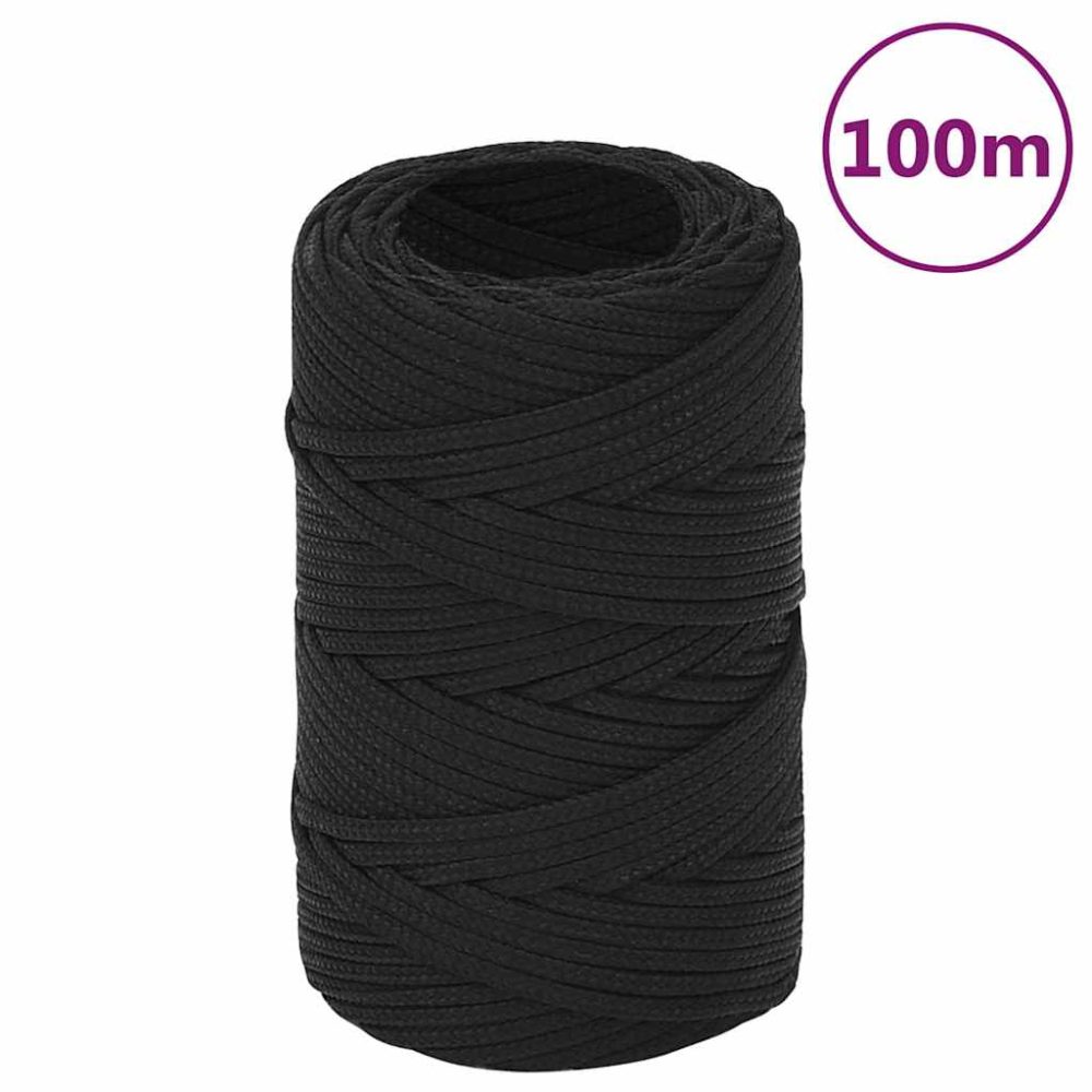 vidaXL Corde de bateau Noir complet 2 mm 100 m Polypropylène – Équipement de loisirs