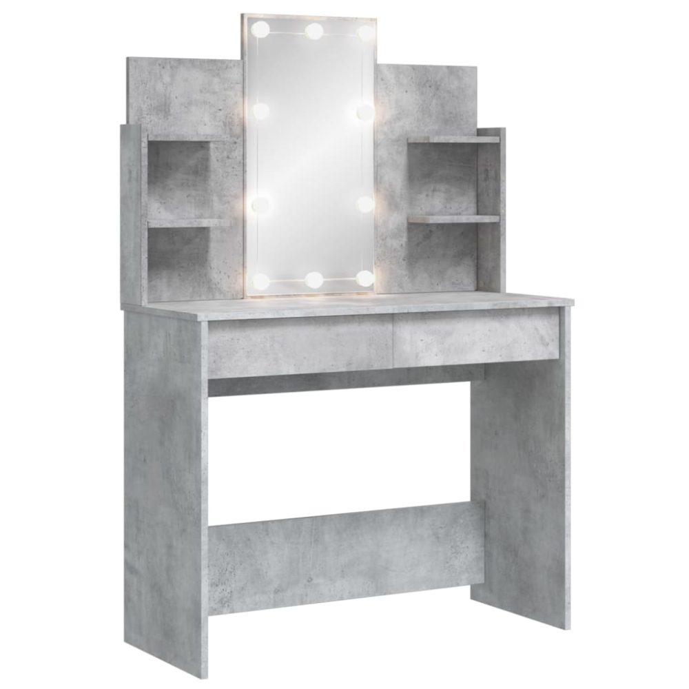 vidaXL Coiffeuse avec lumières LED gris béton 96x40x142 cm – 5V 142 cm