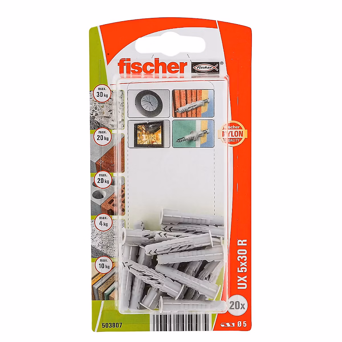 20 chevilles universelles Fischer Ø5 × 30mm