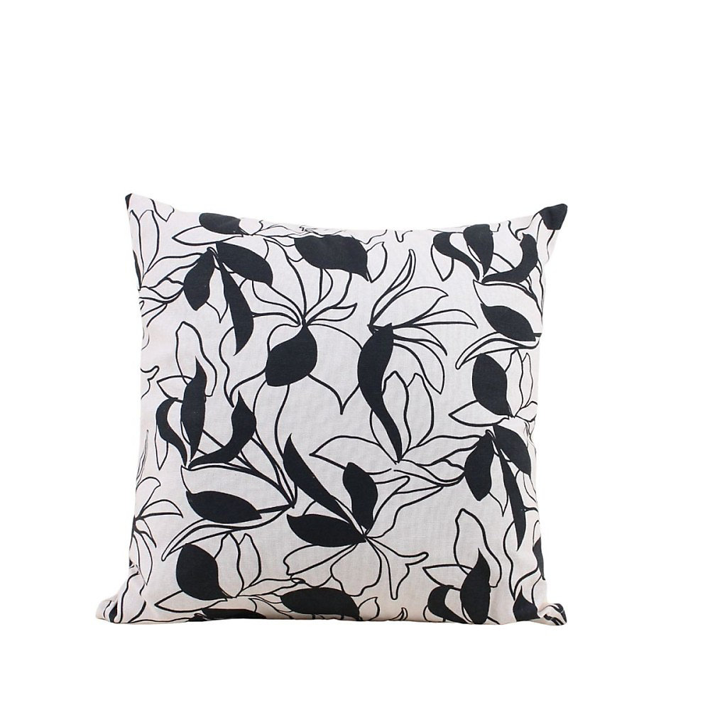 Coussin fleuri noir et blanc 40 × 40cm