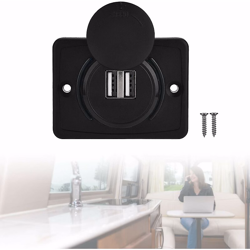 BASHLWUA Prise USB Voiture 12V Encastrable – Chargeur USB Voiture, Double Prise USB de Chargeur Adaptateur 2 Ports, USB 3.1A 12V LE