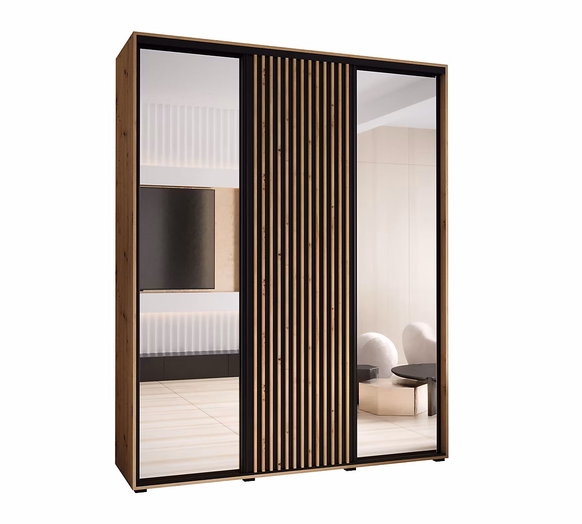 Armoire Lanko 2 a portes coulissantes H. 235 – 2 x L. 200 x P. 60 3 portes