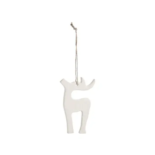 Décoration à suspendre renne en aluminium blanc - 9 x 10 cm