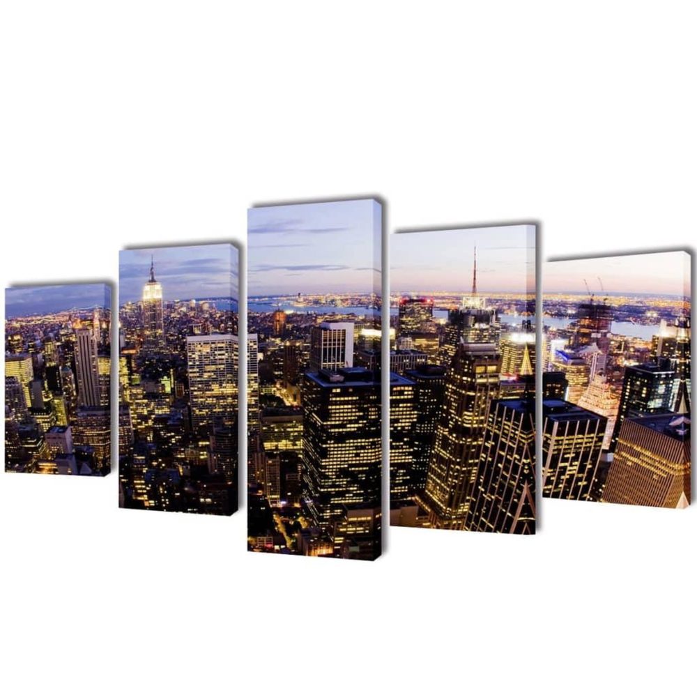 VIDAXL Set de toiles murales imprimees Horizon de New York vu du ciel – Collection extérieure