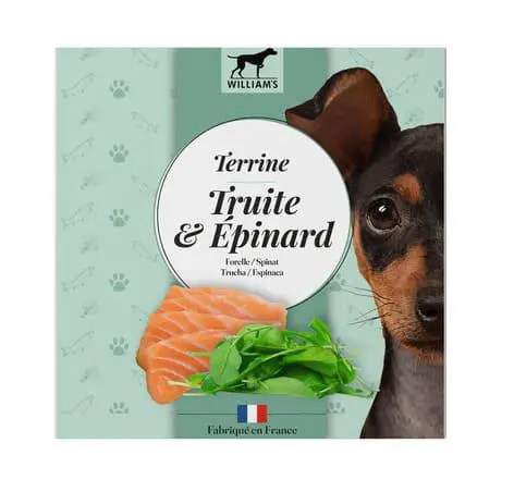 Alimentation humide complémentaire pour chien terrine truite et épinards William's - 80 g