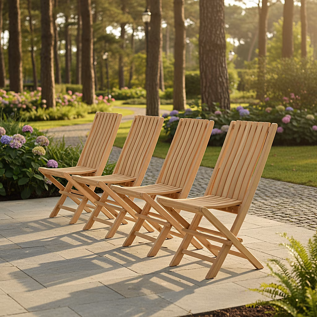 Salon et mobilier de jardin – Chaises de jardin pliantes en teck massif karimun (Lot de 4)