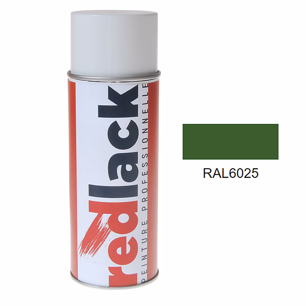 Bombe de peinture Aérosol – spray, 400ml, RAL 6025 Vert fougère, Mat, multisupport, Redlack, RAL6025