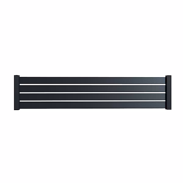 Portail – Clôture alu 4 lames modèle ajouré en kit dim. L.2107mm (poteaux compris) X H.455mm Gris RAL 7016