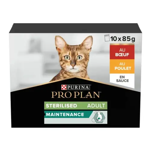 Pâtée pour chat stérilisé au bœuf et au poulet PRO PLAN - 40 x 85 g