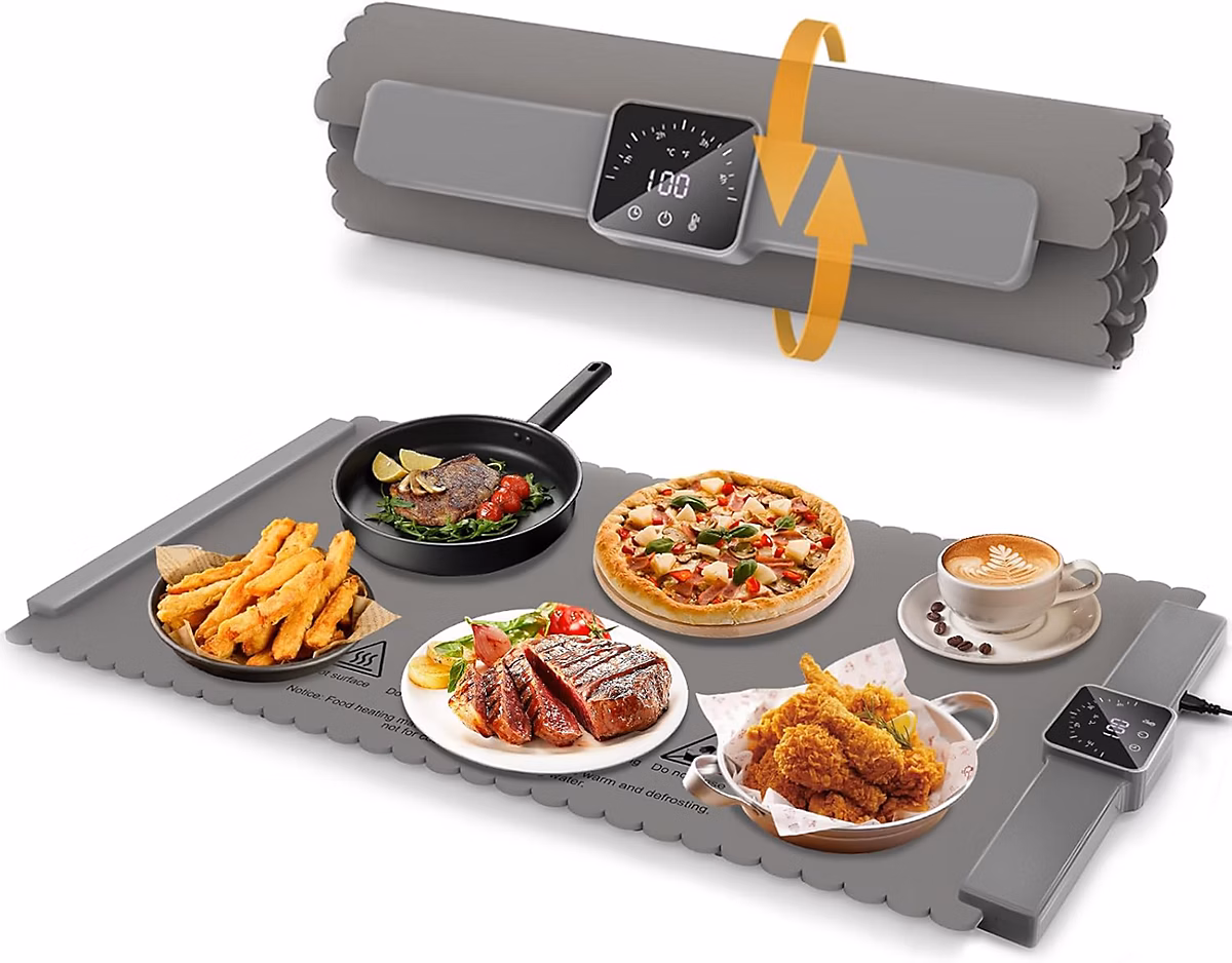 Chauffe-Plat Électrique en Silicone Gris 56 × 38cm
