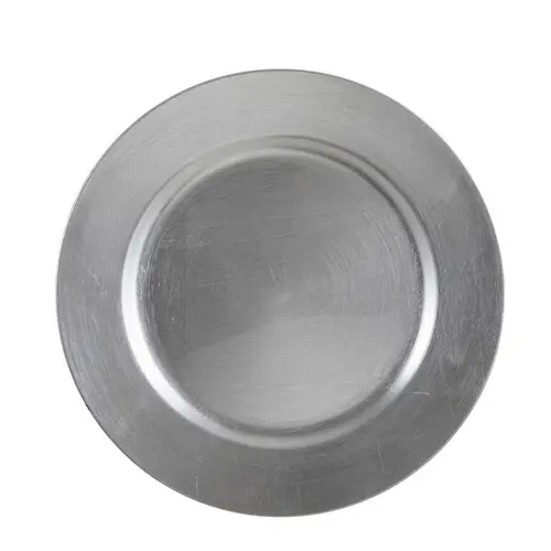 Assiette décorative argent en plastique Mila - Ø 33 cm