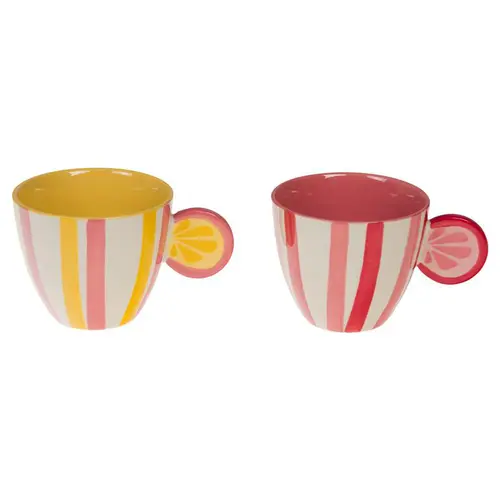Mug en grès à rayures colorées Fruit Zestine - 8 x 12 x 9 cm