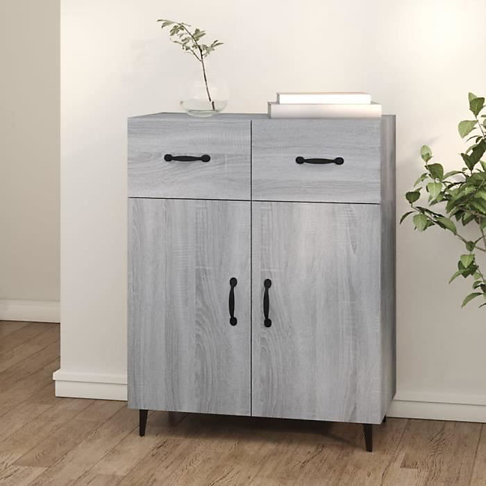817361 vidaXL Buffet Sonoma gris 69 – 5 × 34 × 90 cm Bois d'ingénierie