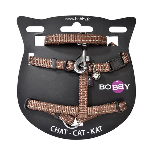 Harnais + laisse pour chat marron Bobby Safe - 10 mm