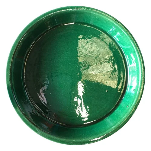 Soucoupe en terre cuite émaillée coloris blue wawe Les Poteries d'Albi - Ø 36 x H 5,5 cm