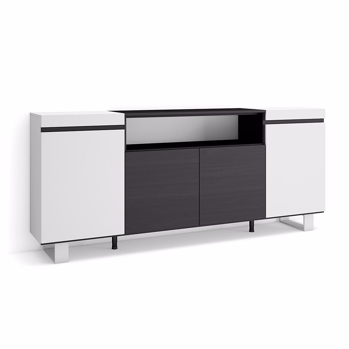 Buffet 200 × 35 × 87cm couleur blanc et noir