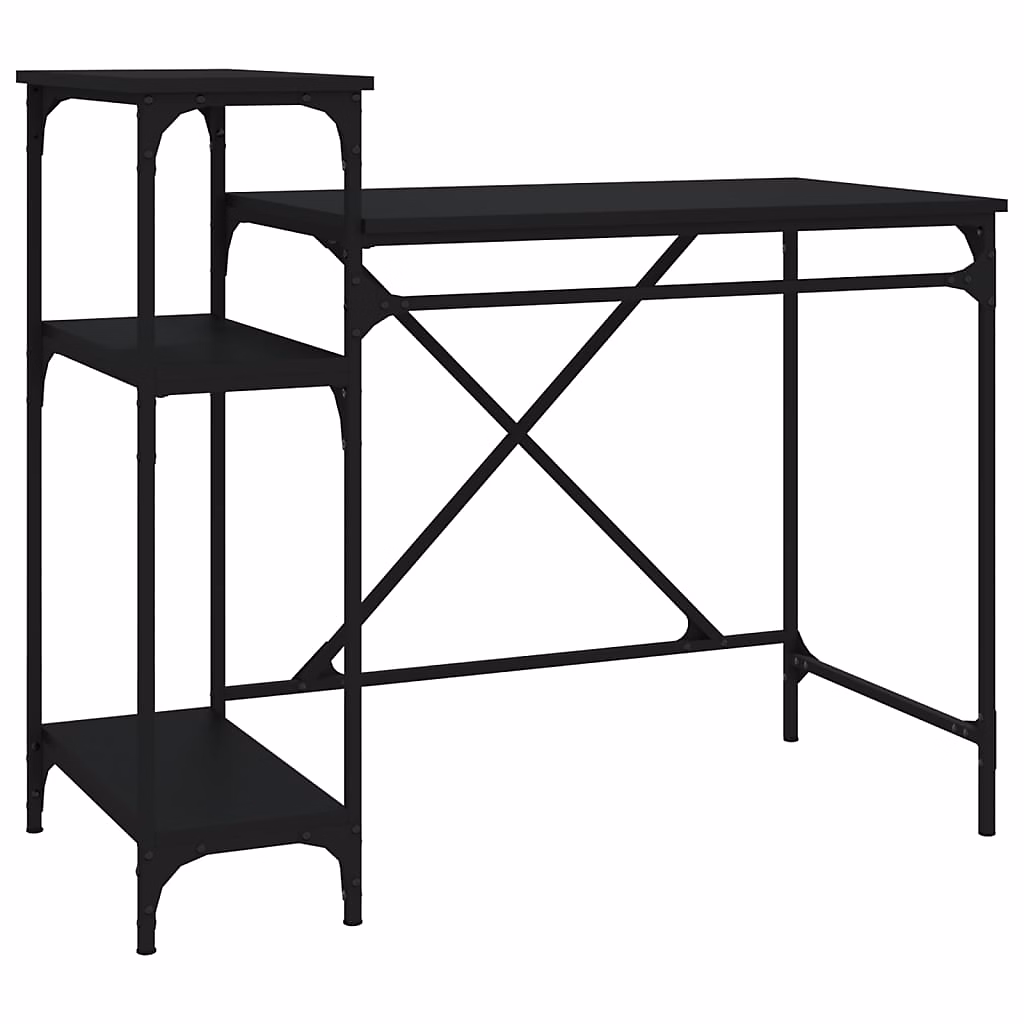 Bureau avec étagères noir 105 × 50 × 90 cm bois d'ingénierie et fer vidaXL
