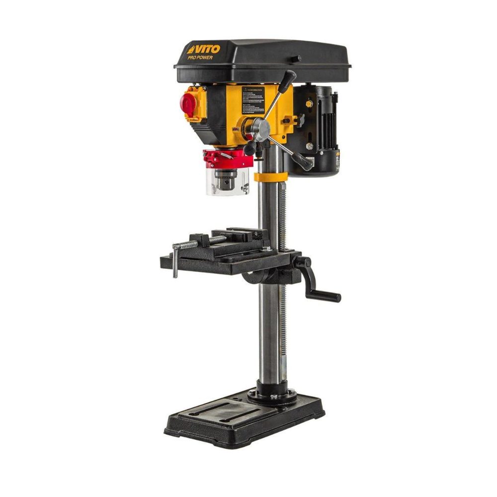 VITO Perceuse à colonne 550w 16mm 12 vitesses 300-2550 tr/min guide laser table inclinable étau atelier vito – Mobilier de jardin