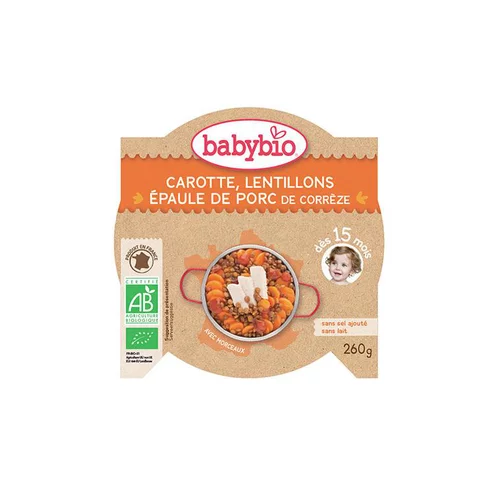 Assiette carotte lentillons et porc Babybio 260 g