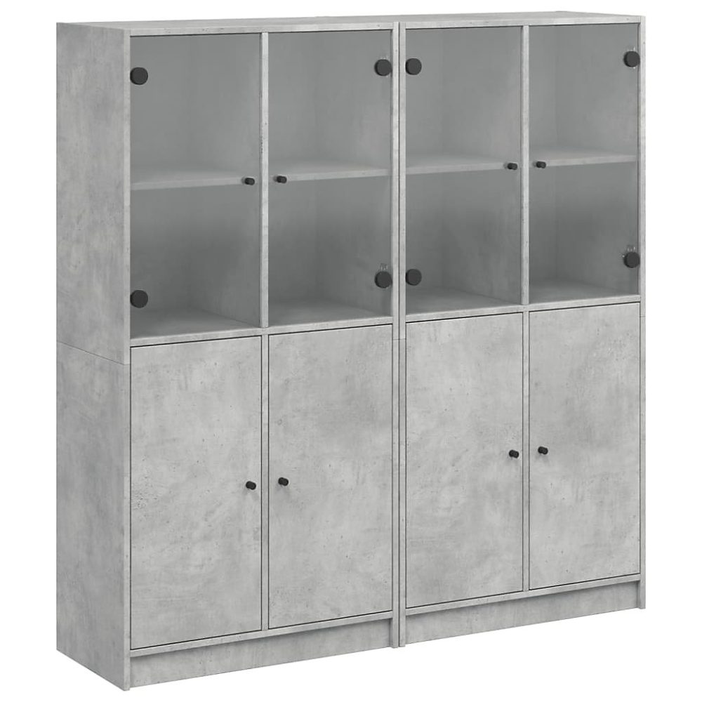 Bibliothèque avec portes gris béton 136 × 37 × 142 cm vidaXL