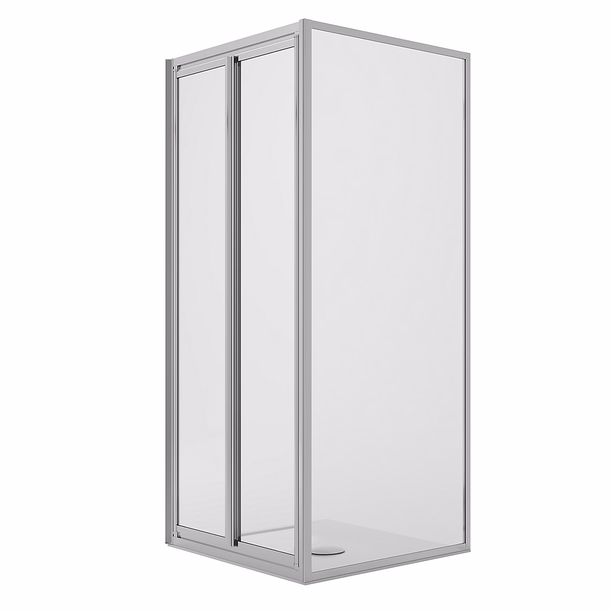 Cabine de Douche Angulaire 90 × 90CM H198 Verre Transparent Fixe+Saloon 2 Pivotantes 90 mod. West