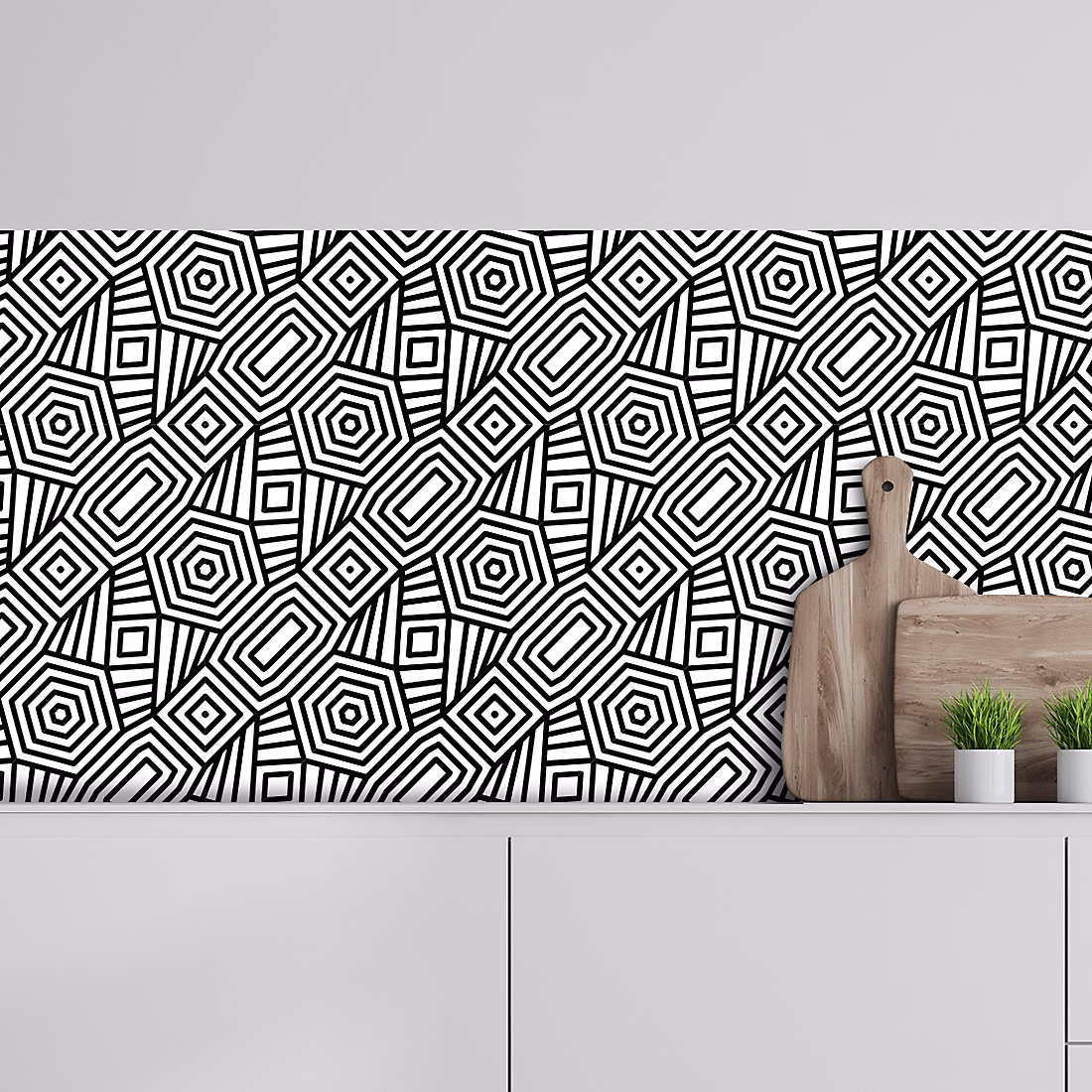 Crédence adhésive motifs géométriques 40 × 200 cm